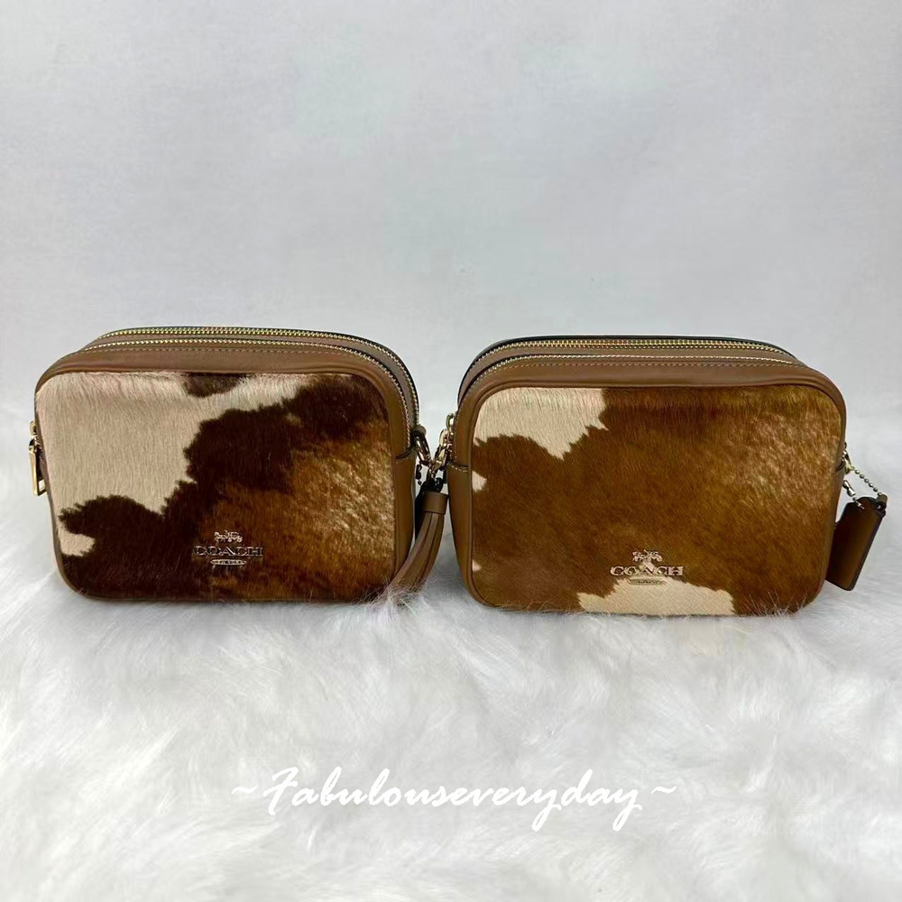 Coach Mini Carey Crossbody Bag Haircalf With Cow Print CEK71 Gold/Cow Multi NWT